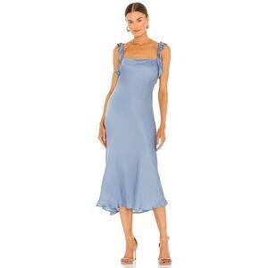 ASTR the Label Periwinkle Rina Dress L Ruffled Straps Open Tie Back Baby Blue